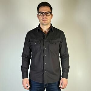 Method Mens Large Brown Microsuede Button Up Shirt Long Sleeve Casual